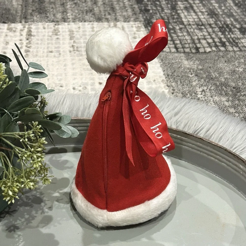 Crate & Barrel Holiday Santa Zipper Pouch Christmas‎ Accessory Decor
